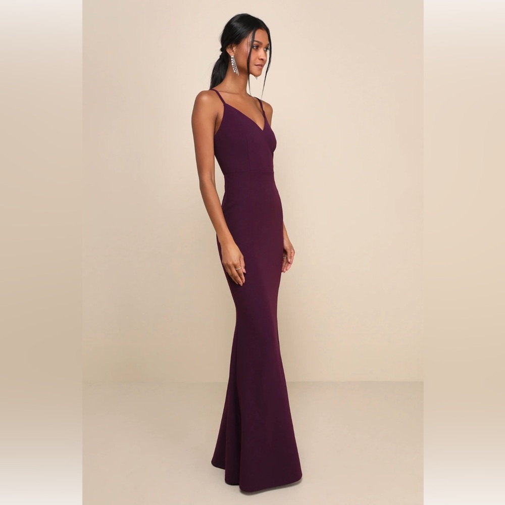Lulus Moments of Bliss Purple Backless Mermaid Maxi Dress Small